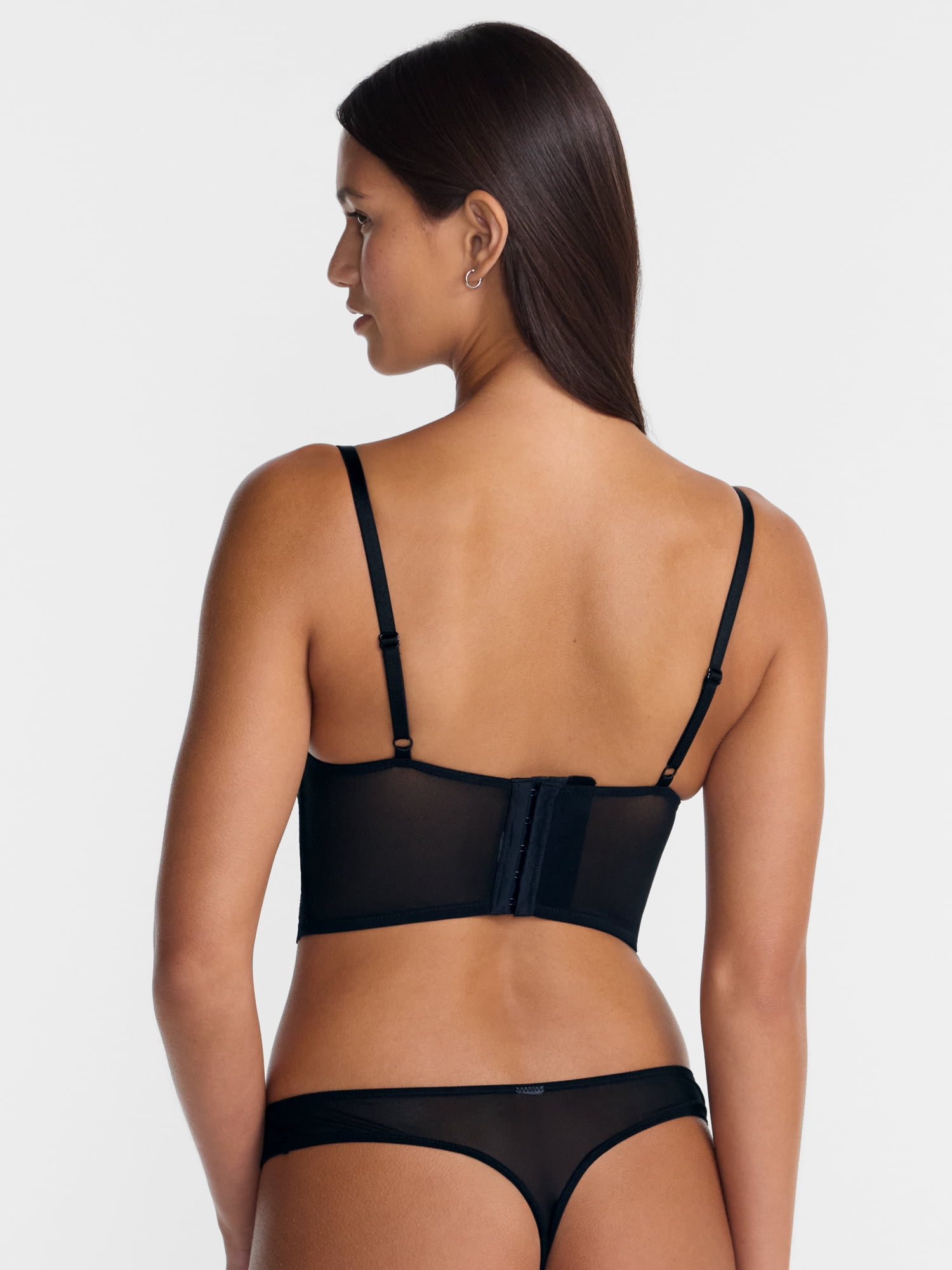 No Boundaries Embroidery Lace Bustier and Thong Panties Set, 2 Piece, Women’s XS-XXXL