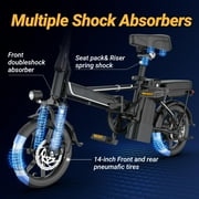 Foldable Electric Bike for Adults and Teens,14 Inch Tire 500W Rear Wheel Drive Motor with 48V 15.6Ah Removable Lithium Battery Two Seats UL2849