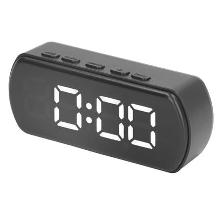 Rupoun Small Digital Alarm Clock with LED Display, Battery Operated Portable Desk Clock with Snooze, Temperature, 12/24Hr Format for Bedroom, Kitchen, Office, and Travel - Modern Minimalist, White