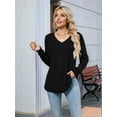 thumbnail image 2 of Women'S Puff Long Sleeve Shirts Pleated V Neck Fall Tunic Tops Blouse Dressy Casual Loose Summer T-Shirts, 2 of 7