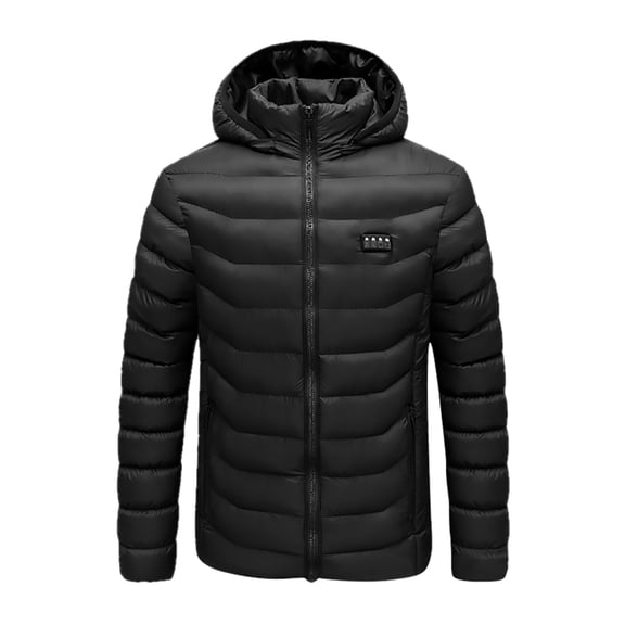 Men Heated Jacket Fast Warm Up 23 Heat Zones Adjustable Temperature Electric Warm Lined Heated Padded Coat Long Sleeve Zip Up Winter Jacket Regular Fit Men Jacket Casual