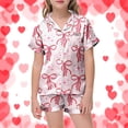 thumbnail image 2 of CAIVO Girls Heart Print Home Soft Sleep O-Neck Long Sleeve T-Shirts Tops And Pants Comfy Night For Kids Toddlers And Children Bedtime Outfit Sets Comfort Clothing Sets, 2 of 5