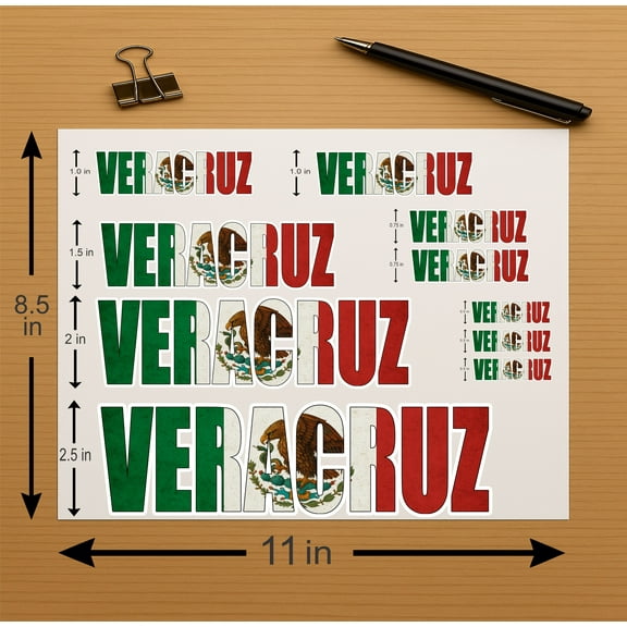 Veracruz Mexico Flag Letters Vinyl Sticker Decal Set – Full Color, Laminated , Weatherproof – for Cars, Laptops, Toolboxes, Coolers, and More