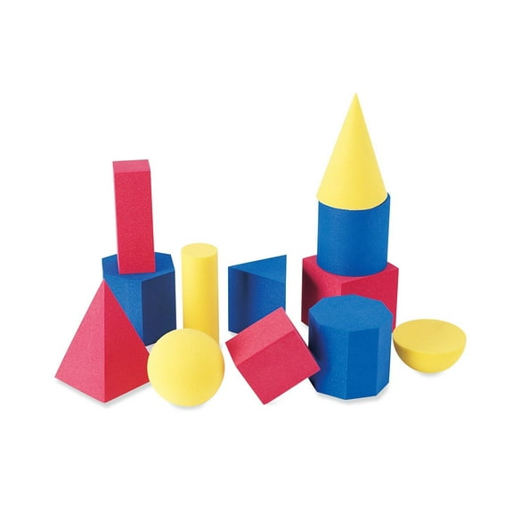 Learning Resources Hands-On Soft Geosolids, Soft Foam 3D Shapes, Math Manipulatives, Set of 12, Ages 5,6,7 