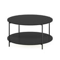 thumbnail image 1 of Furinno Besi 2-Tier Modern Round Coffee Table Table with Sturdy Metal Legs, Americano/Black, 1 of 5