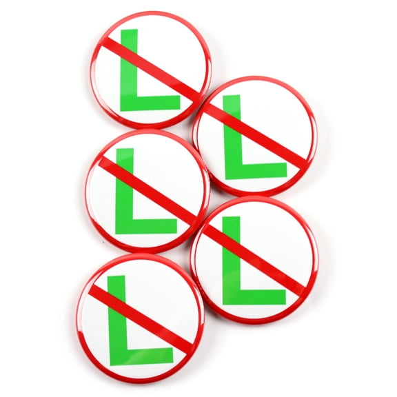 NO "L" - NOEL Christmas Holiday Pinback Buttons - 2.25 Inch Round - 5 Pack
