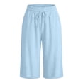 thumbnail image 6 of Cekizud Womens Capri Pants Solid Drawstring Waist Breathable Wide Leg Cropped Pants,Sizes S-2XL, 6 of 6