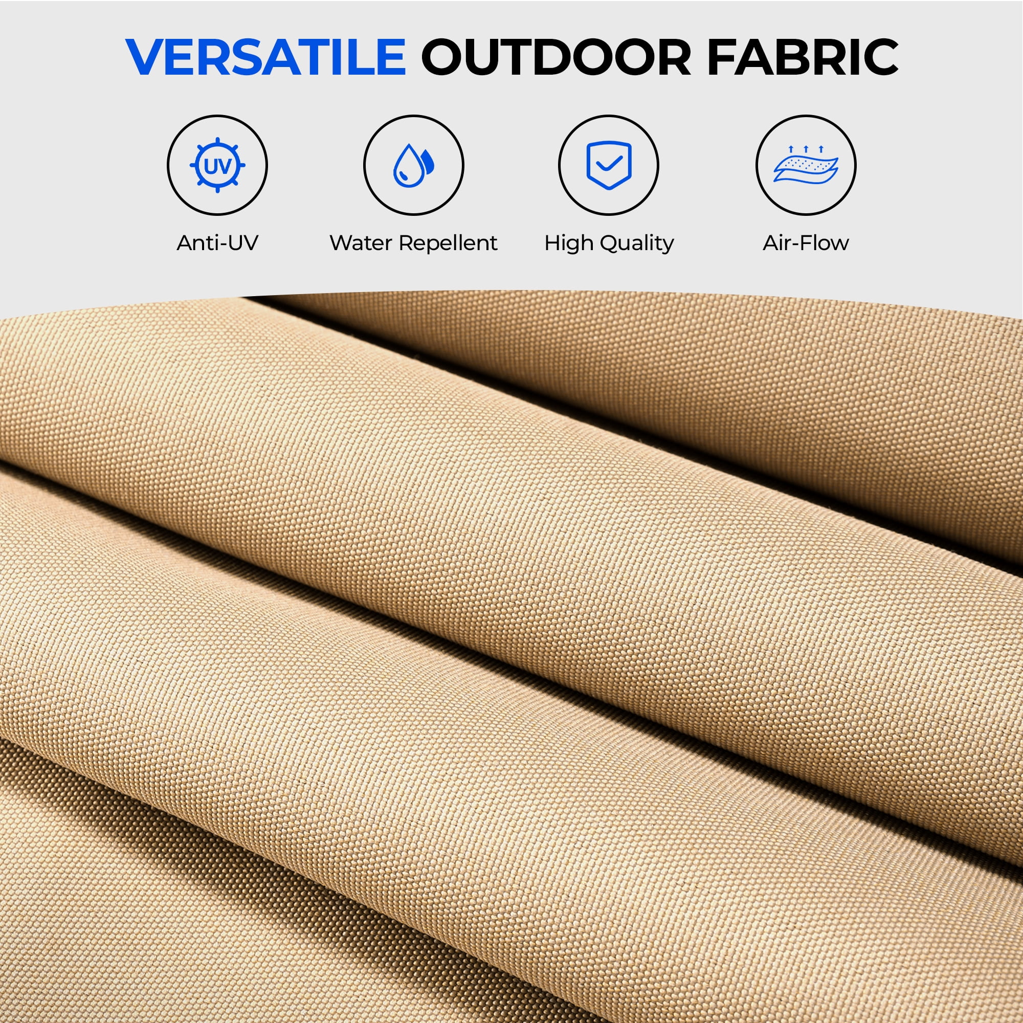 TASKBAY Patio Umbrella 48 LED Colorful Lights, 15ft Double Sided Outdoor Large Rectangular Patio Umbrella with Crank Handle, for Lawn Garden, Home, Outdoor Activities, Beige(with Base)