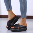thumbnail image 6 of Honeeladyy Womens Platform Sandals Flatform Summer Open Toe Cross Strap Beach Slide Sandals Black 37, 6 of 8
