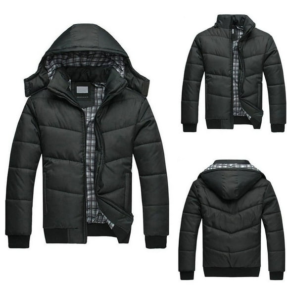 JURANMO Big and Tall Winter Coat for Men Hooded Down Jacket Warm Bubble Outerwear with Pockets Deals of the Day Black XXXXL