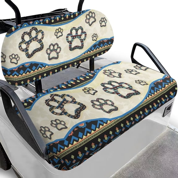 Garronmavis Aztec Dog Claws Golf Cart Seat Covers Accessories Easy Install Golf Cart Elastic Seat Covers Interior for Daily Protection Decor Accessiores for All Brand
