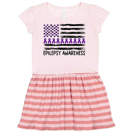 

Inktastic Epilepsy Awareness Purple Ribbons and Flag Gift Toddler Girl Dress
