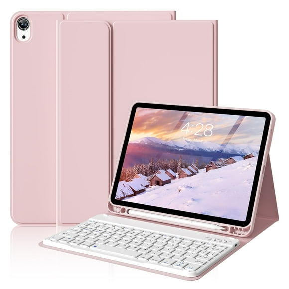Funda con teclado ZKTUYU para iPad Air de 11 y 10,9 pulgadas, color rosa