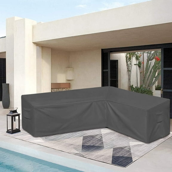 Thickened Waterproof Patio L Shaped Sectional Sofa Cover, Outdoor Large Pet-Resistant Furniture Protector, UV Protected Couch Cover Outdoor