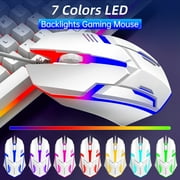 Wired Gaming Keyboard & Mouse Combo, RGB Backlit Mechanical Gaming Keyboard Mouse W/ Multimedia Keys, Anti-ghosting Keys, Spill-Resistant Keycaps for Windows PC Gamers Desktop Computer Laptop, White