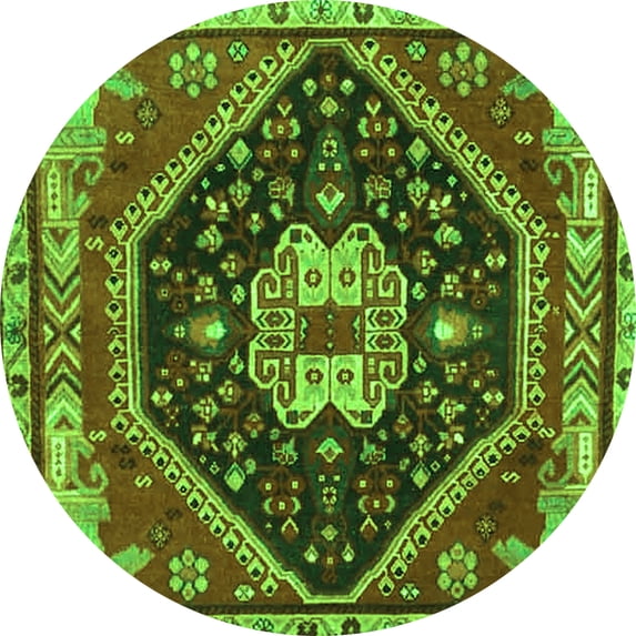 Ahgly Company Indoor Round Persian Green Traditional Area Rugs, 3' Round