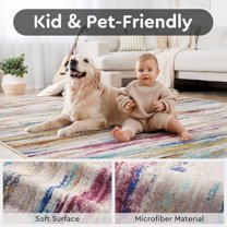 5x7 Area Rugs for Living Room, Colorful Modern Abstract Area Rug, Washable Kids Rugs for Playroom, Non Slip Soft Nursery Rug, Stain Resistant Large Carpet for Bedroom, Multi Color