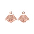 thumbnail image 2 of Cjfdfy Newborn Baby Girls Fall Romper Clothes Solid Ruffled Long Sleeve Bubble Dress Bodysuit And Bow Headband Infant Cute Jumpsuit Fall Winter Outfit 0-18 Months, 2 of 9