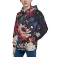 thumbnail image 2 of Pofeuu Colorful Flower Peacock Print Kids Pullover Hoodies Warm Thick Hooded Sweatshirt with Packet for Boys Girls-Medium, 2 of 6
