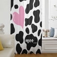 thumbnail image 6 of Cow Printed Sheer Curtains 84 Inches Long, Modern Black Animals Textured Pink Love Heart Light Filering Curtains, Breathable Simi Curtain Privacy Drapes for Living Room Bedroom Window Treatment, 6 of 9