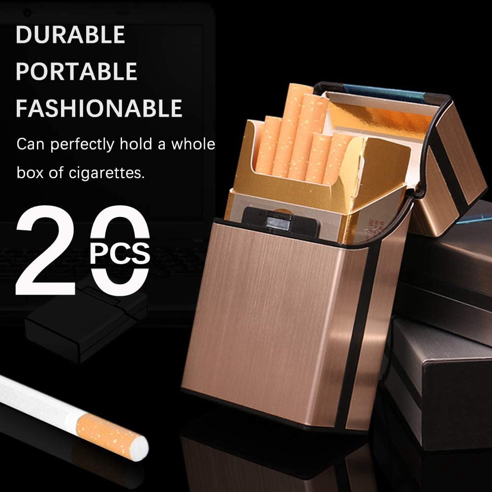 STONCEL 3 Pcs Metal Cigarette Box Case Holder (20 Capacities), Cigarette Cigar Protective Cover Box, Brushed Aluminum Cigarette Case, Hard Box with Solid Magnetic Flip Top Closure (3 Colors, for Men）
