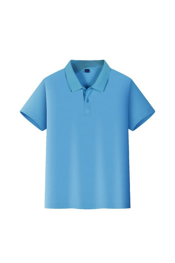 Blue Polo Uniform Shirts for Boys Girls School Short Sleeve Uniforms Casual Button Down Tennis T-Shirts 2026 New Collared Golf Polo Shirt Workout Clothing Sky Blue