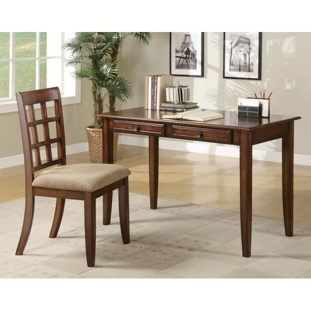 Boris Chestnut Brown Home Office Desk Chair Set Casual Tan Seating With 2 Drawers Walmart Com Walmart Com
