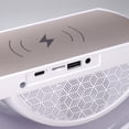 thumbnail image 3 of M Buder Altavoz Bluetooth con Reloj Despertador Digital Carga Inalámbrica Rápida de 15W Luz LED Ambiente Radio FM Versátil para Dormitorio Sala de Estar Oficina Tamaño 23.8 cm Blanco, 3 of 7