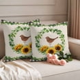 thumbnail image 2 of Spring Sunflower Bird Pillow Covers 2 Pack Eucalyptus Leaves Linen Black Plaid Pillowcase Waterproof Outdoor Throw Pillow Cover for Patio Garden Square Cushion 24”x24”, 2 of 9