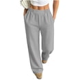 thumbnail image 3 of PWPSG Women's Wide Leg Sweatpants Elastic Waist Straight Leg Palazzo Pants Casual Loose Comfy Joggers Trousers with Pockets, 3 of 7