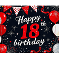 thumbnail image 3 of Black Background Happy 18th Birthday Banner with Red White Balloons Star Elements Party Decoration Backdrop Photography Props Birthday Party Supplies Decorations, 3 of 7