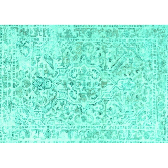 Ahgly Company Machine Washable Indoor Rectangle Persian Turquoise Blue Traditional Area Rugs, 2' x 3'