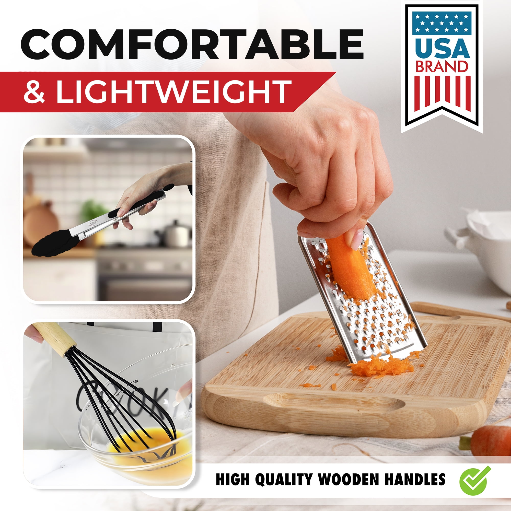 Kaluns Kitchen Utensils Set, 50 Piece Silicone And Stainless Steel Cooking Utensils, Dishwasher Safe and Heat Resistant Kitchen Tools