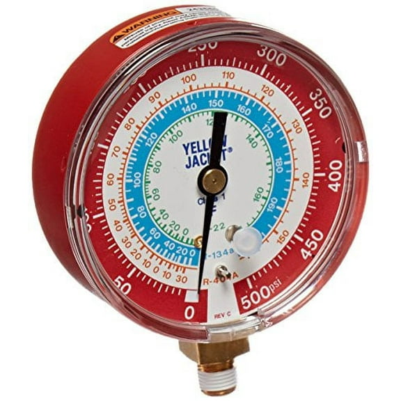 High Side Gauge, 3 1/8 in Dia, Red 49105