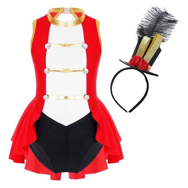 Girls Sleeveless Vintage Buttons Decor Bodysuit Halloween Circus Cosplay Costume Theme Party Carnival Stage Performance Clothing8 Gong Bohan LED