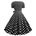 thumbnail image 4 of Women's Vintage Polka Dot Vintage Dress 1950s Floral Retro Cocktail Swing Tea Dresses Short Sleeve BowKnot Prom Dress, 4 of 4
