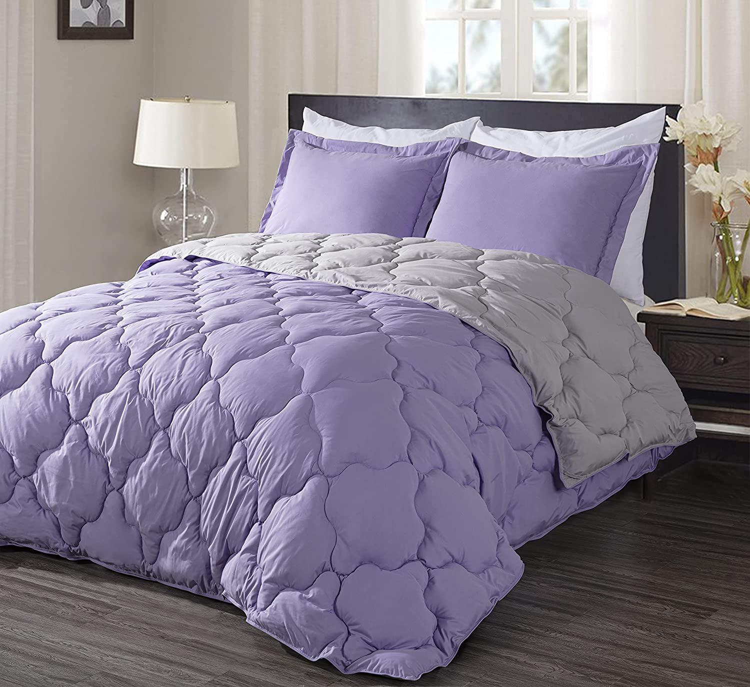 Chezmoi Collection 3-Piece Ultra Soft Down Alternative Comforter Set Lavender 