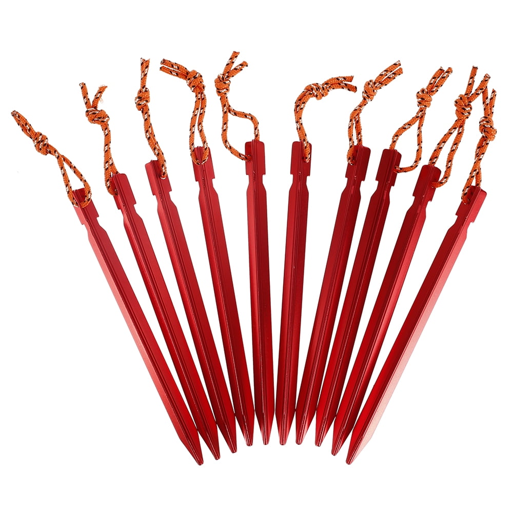10 PCS Aluminium Alloy 7" Red Camping Trip Tent Pegs Stake Nail Red New Style 