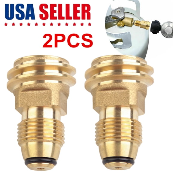 2PCS POL to QCC1 Propane Tank Adapter, 100 lb LP Tank Valve to Type 1 ACME Fitting, Solid Brass Converter for Grill, Heater & RV Propane Connections