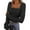 Black, variant on Long Sleeve Shirts for Women Ribbed Knit Going out Tops V Neck Slim Fitted Button up Tops with Thumb Hole
