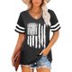 thumbnail image 1 of Fiudx Liquidación de Ahorros de Verano Camiseta Informal con Cuello En V y Mangas Raglán con Estampado Del Día de La Independencia para Mujer, 1 of 5