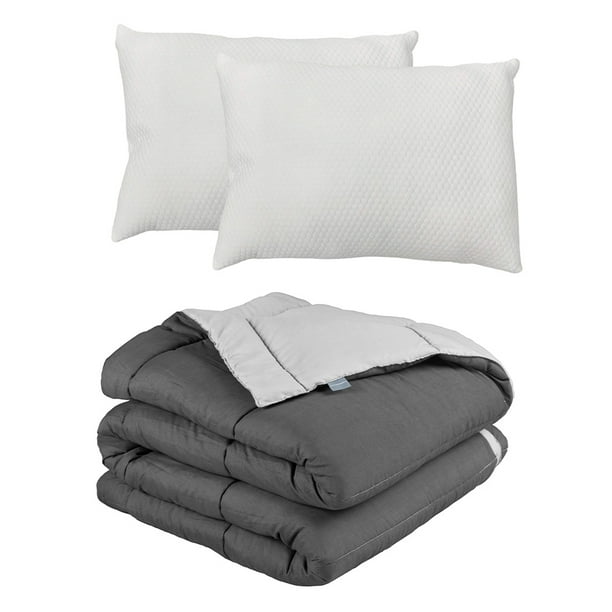 Edredón Dos vistas Matrimonial Rogga Gris Oxford - Gris Perla + Almohada Frosty 2