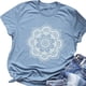 thumbnail image 3 of Camiseta de mujer Blusa de verano con cuello redondo y manga corta floral, azul claro, XXL Sweethay AP002559-29, 3 of 5