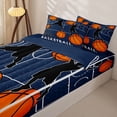 thumbnail image 3 of Castle Fairy Eat Sleep Basketball Zipper Full Size Comforter Sets with Fitted Sheet and 2 Pillowcases, Sport Ball Gamer Zipper Bedding Set, Navy Orange,4pcs,Navy Blue Reversible, 3 of 6