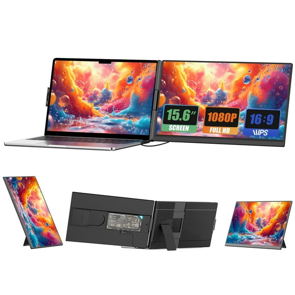 Laptop Screen Extender, 15.6" IPS FHD 1080P Laptop Monitor Extender, Portable Monitor for Laptops, TYPE-C Travel Dual Screen with Adjustable Kickstand, Plug and Play wit