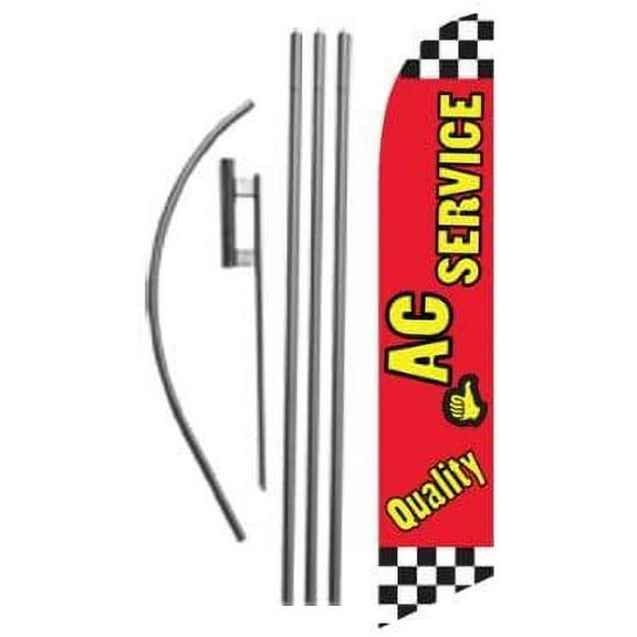 Quality AC Service Auto Repair Advertising Feather Banner Swooper Flag Sign with Flag Pole Kit and Ground Stake