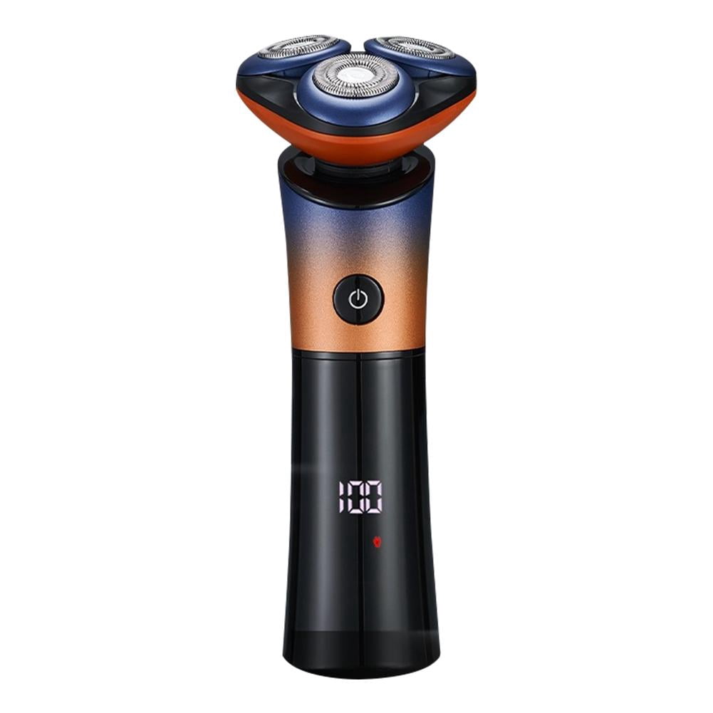 Orange (B)$ shaver electric rotary intelligent floating 3D full body wash shaver rechargeable men's beard shaver