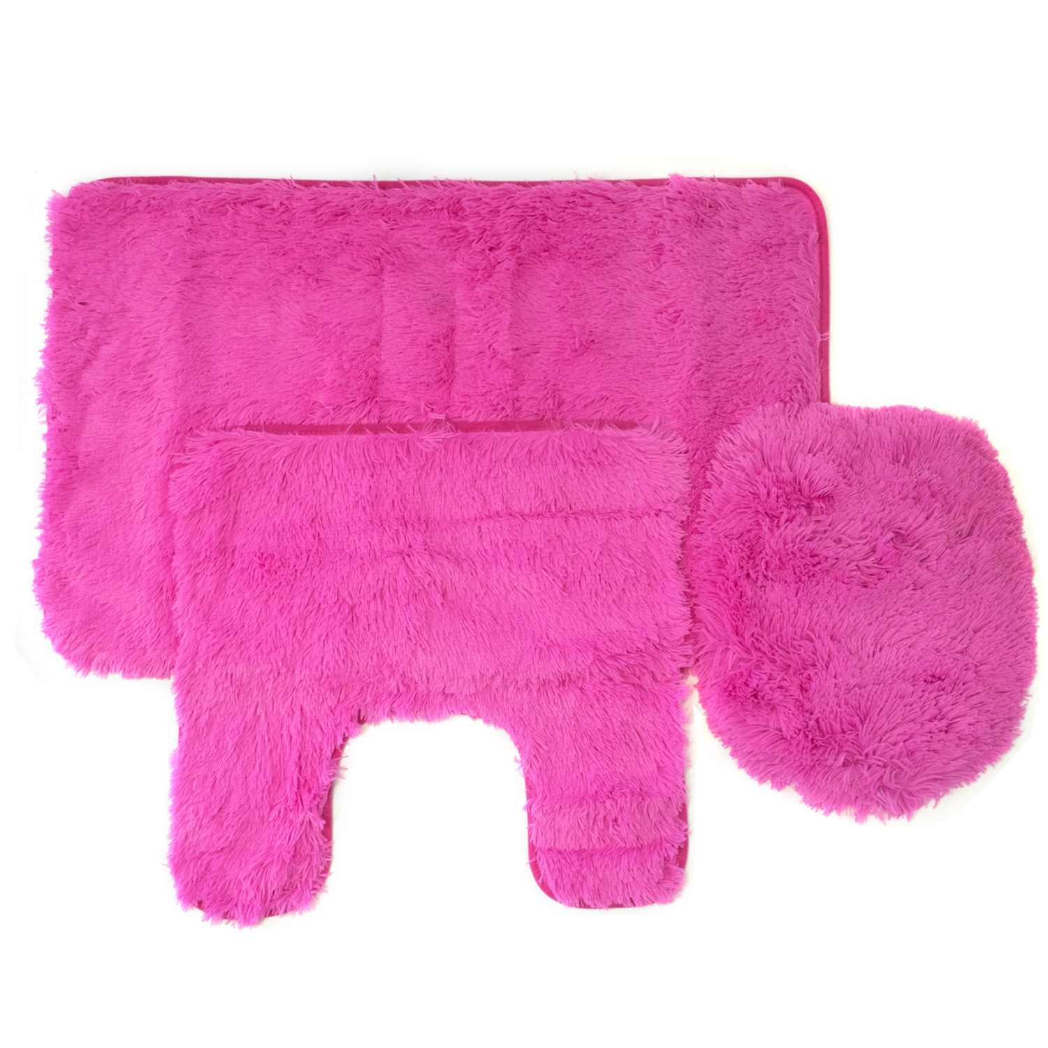 Fluff 3 Piece Faux Fur Bathroom Rug, Contour and Lid Cover Set