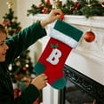 thumbnail image 4 of 18 Pouces Monogramme Bas de Noël avec Lettres Grands Bas de Noël Doux Velours Rouge avec Manchette en Peluche Douce pour Arbre de Noël Cheminée de Vacances, 4 of 5