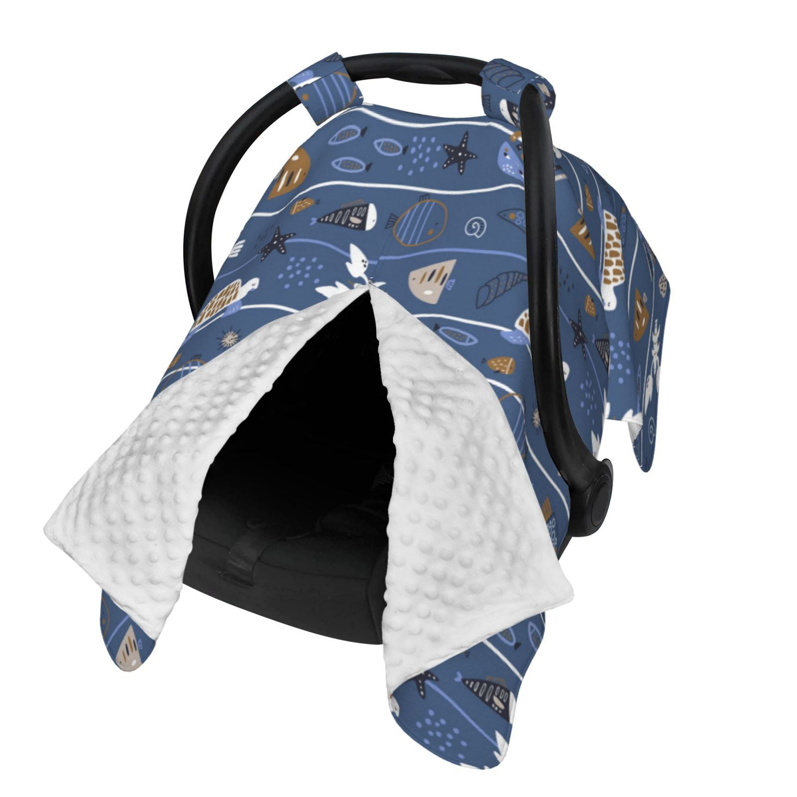 Naloa Underwater World Animals Baby Car Seat Cover, Breathable Baby Carrier Cover, Multiuse Baby Carrier Cover & Nursing Breastfeeding Cover